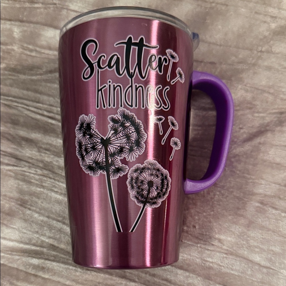 Purple Tumbler with Dandelion Design